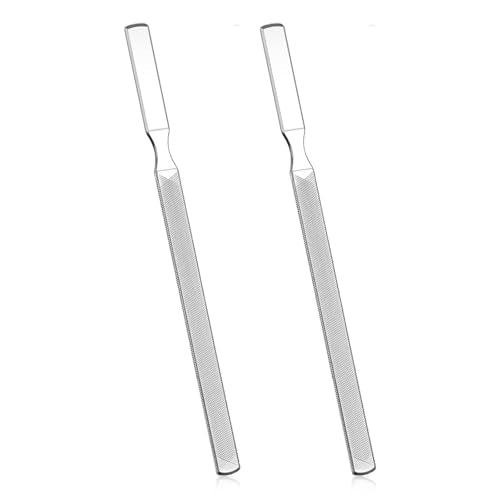 2Pcs Toenail Files for Thick Nail Files for Men Toe File for Thick Nails Metal Heavy Duty Toe Nails Filer for Women, Manicure Pedicure Tool, 7” Long, Stainless Steel, Silver