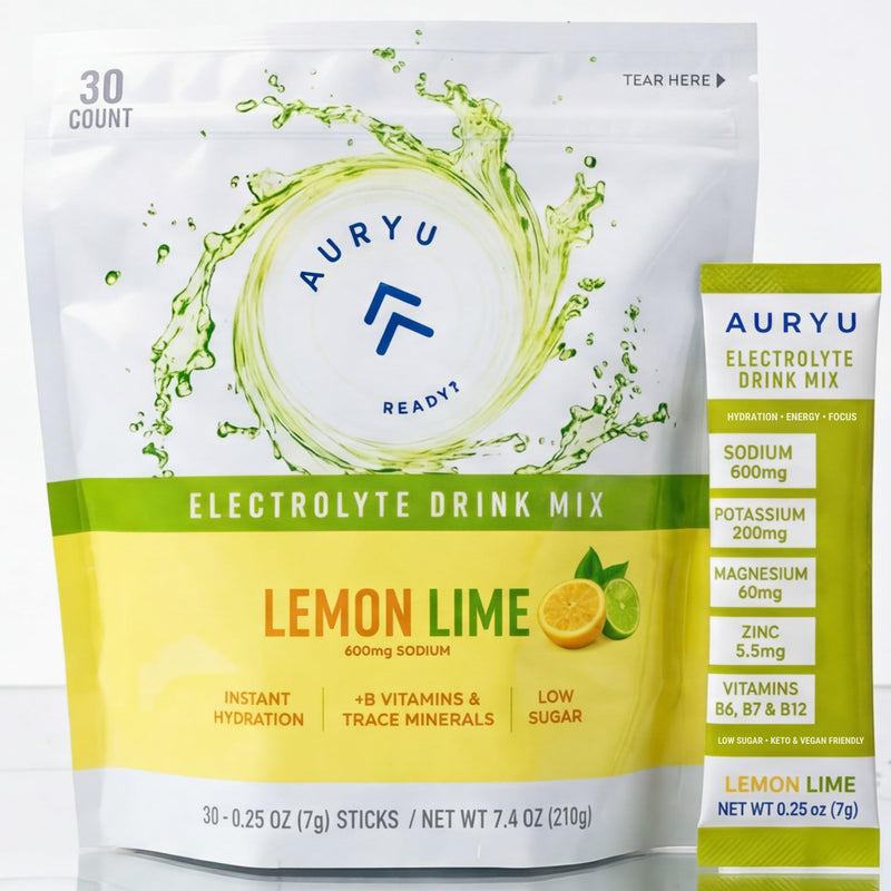 Electrolytes Powder Packets - Lemon Lime Hydration Drink Mix, Sugar Free Electrolyte Powder with B Vitamins & Essential Minerals, Keto Electrolytes for Sports & Daily Wellness, 30 Stick Packs Lemon-Lime