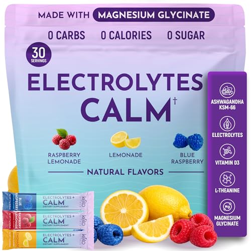 Keto Vitals Calm Magnesium Powder Packets Plus Electrolytes - 30 Servings 1 Count (Pack of 30) Calm + Electrolytes
