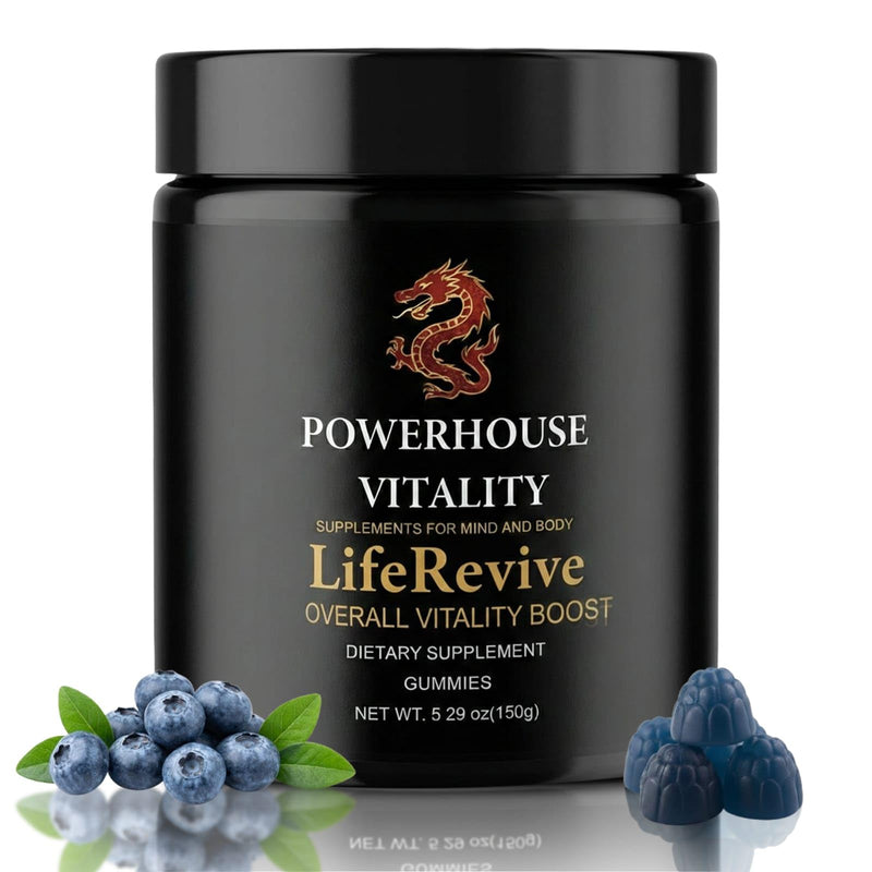LifeRevive Daily Vitality Gummies for Men & Women – Energy, Stamina & Antioxidant Support | Caffeine-Free Multivitamin with CoQ10, Ginseng & Rhodiola | 60 Count, Blue Raspberry