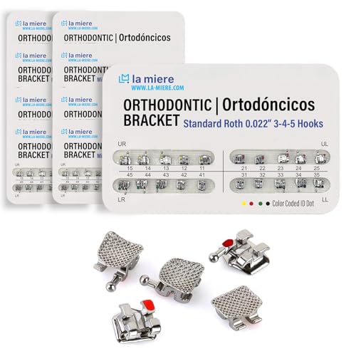 200PCS Orthodontic Metal Brackets Standard Roth 0.022 Slot Bondable 3-4-5 Hook 10PK 200