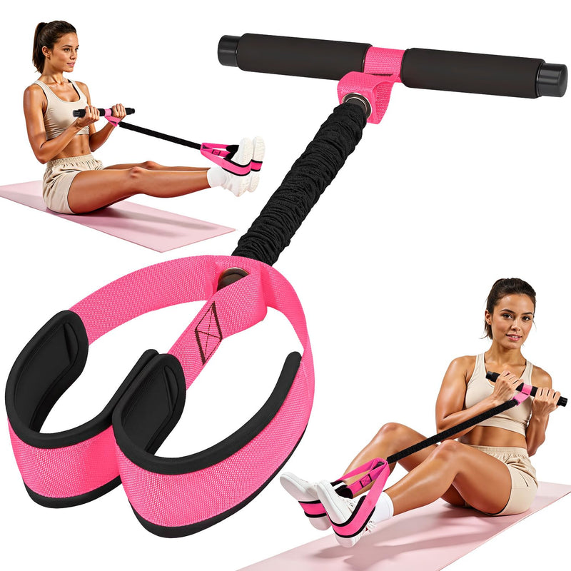 Upgraded Durable Pedal Resistance Band with Handle, Thickened Latex Tubes and Soft Foam Fabric Foot Pedal, Sit Up Exercise Equipment for Abdomen, Waist, Arm, Core/ABS, Leg, Physical Therapy 1-Pink 55 LBS - BeesActive Australia