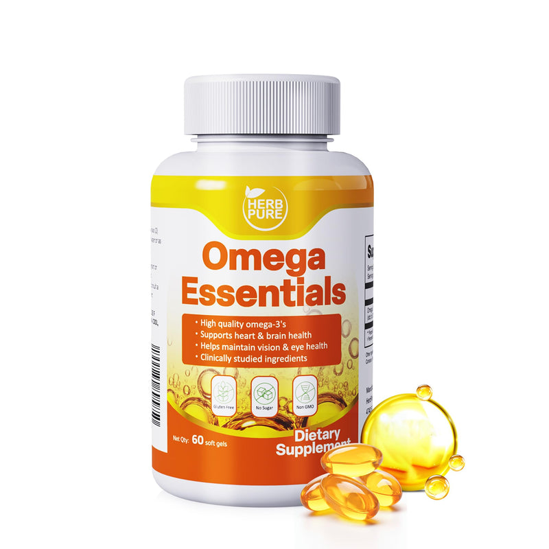 Omega-3 Fish Oil – 2000mg Softgels (60 softgels) | with 600mg EPA, 400mg DHA Fatty Acids, High Absorption & Pure Formula, Supports Heart, Brain & Vision, GMP Certified 60 Count (Pack of 1)