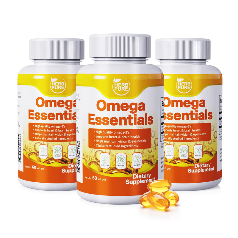 Omega-3 Fish Oil – 2000mg Softgels 180 softgels (3 Packs) | with 600mg EPA, 400mg DHA Fatty Acids, High Absorption & Pure Formula, Supports Heart, Brain & Vision, GMP Certified 60 Count (Pack of 3)
