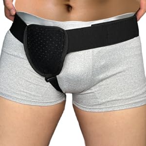 Poedist hernia support belt is suitable for both men and women, designed for unilateral inguinal hernias, and features removable pads and an adjustable waistband.