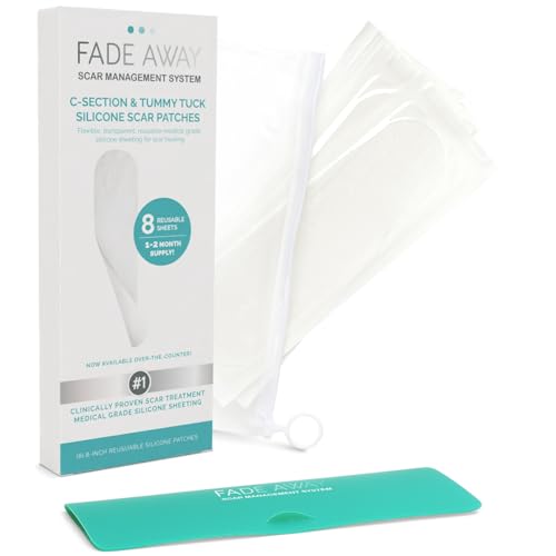 Fade Away Silicone Scar Sheets for C-Section and Tummy Tuck, 8 Count