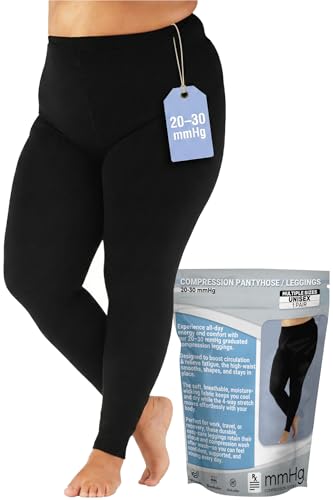 Women’s 20–30 mmHg Graduated Compression Leggings – High Waist Support Pantyhose Tights for Varicose Veins, Swelling & Everyday Comfort, MM3013 S/M Black