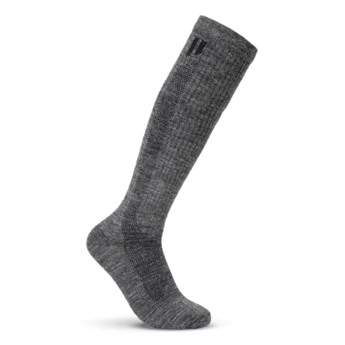 HOLLOW Alpaca Compression Socks for Women & Men, 15-20 mmHg Wide Calf Medium Grey