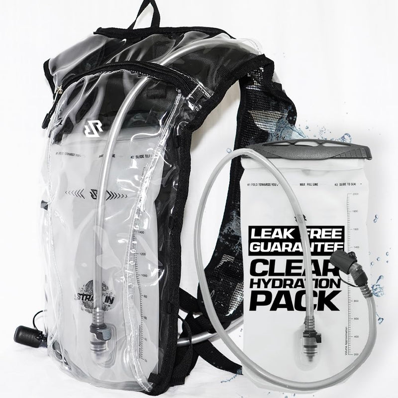 RAVERUNNER® Clear Hydration Pack – Festival-Approved Hydration Backpack Clear with 2L Bladder – Lightweight Clear Water Backpack for Festival Entry – Bounce-Free Clear Hydropack for Raves