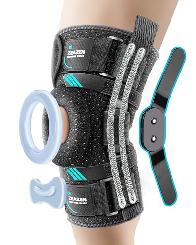 Hinged Knee Brace with Dual Metal Side Stabilizers & Patella Support – Adjustable Open Patella Knee Support for Men and Women – Helps with ACL, MCL, Meniscus Issues – Breathable Design for Sports, Running, Workout (Medium) Medium