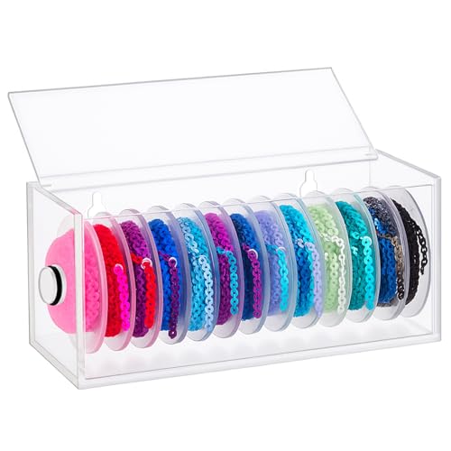 CroBlissful Orthodontic Power Chain Organizer Case 7.5 × 3.2 Inches Dental Elastic Rubber Band Holder Dispenser Clear Acrylic with Dust-proof Lid for Clinic Efficiency Storage Dental Office Supply