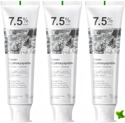 7.5% Hydroxyapatite Toothpaste, 7.5% Hydroxyapatite Toothpaste for Advanced Enamel Protection, Appropriate for Sensitive Teeth, Gentle and Effective Formula, Fresh Mint (3) 3