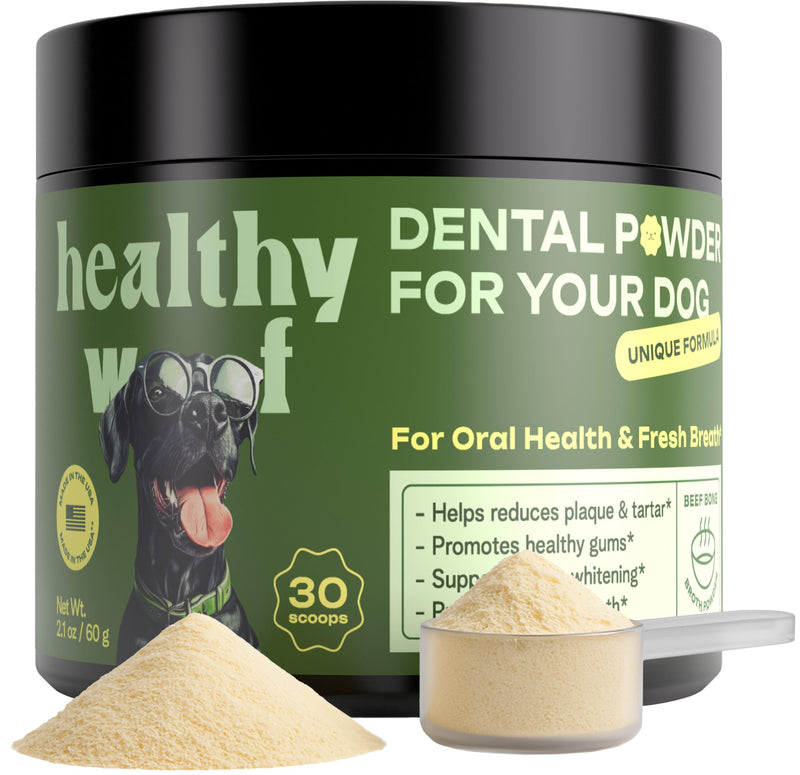 Dental Powder for Dogs Teeth Cleaning. Complete Oral Care Bone Broth. Made in the USA. 2.1 oz, 30 Scoops 2.1 oz (30 Servings)