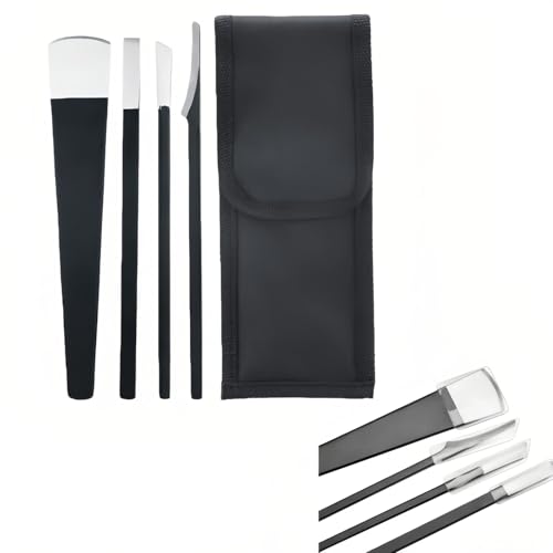 4PCS Pedicure Knife Set, Steel Ingrown Toenail Removal Kit, Pedicure Callus Shaver Tools, Professional Foot Scraper, Foot Remover, Foot File Rasp for Foot Care Dead Skin Corn 6.3" - Black
