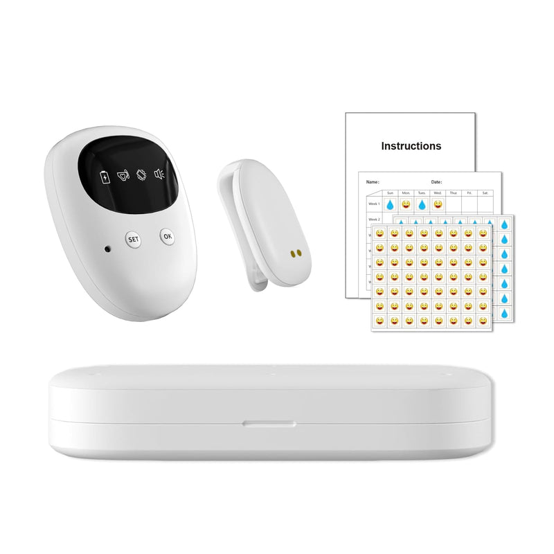 Wireless Bedwetting Alarm for Boys and Girls, USB Rechargeable, 3 Working Modes, Pee Alarm for Children (White) White