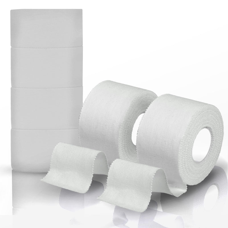 Athletic Tape, White Cotton Elastic Sports Tape, Very Strong Easy Tear No Sticky Residue Tape for Ankle, Wrist, and Injury Taping, Suitable for Climbing, Basketball（1.5in*10yd） (White, 6 Pack) - BeesActive Australia