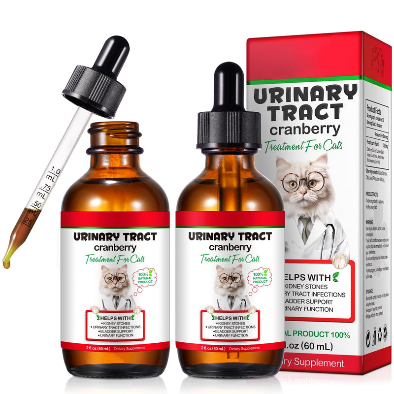 Feline Urinary Tract Health 2Pack, Cat UTI Remedy, Natural Herbal Supplement 4 fl oz, Supporting Regular Care for Urinary Health 2 Pack