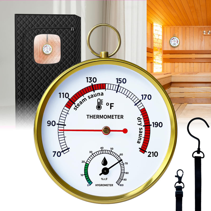 Sauna Thermometer Fahrenheit and Hygrometer, Upgraded Lanyard-Mounted for Portable Steam Sauna Box, Ideal for Infrared/Indoor/Home Use, Essential Accessory and Gift for Enthusiasts Black - BeesActive Australia
