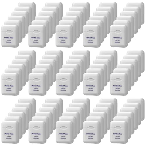 100 Pack Dental Floss Bulk Mint Flavored Floss Travel Oral Care Dental Floss for Adults Teeth and Gum Protection, Each 164 ft/ 50 Meters(White)