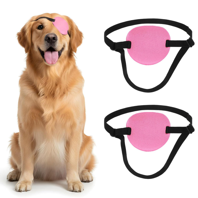 2pcs Eye Patch for Dogs, Adjustable Dog Eye Patch, Soft and Comfortable Eyes Patches, Used for Postoperative Eyes Injuries in Medium and Large Dogs, Rose red