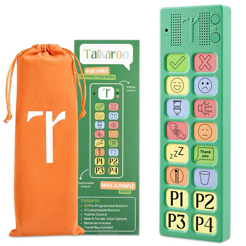 AAC Device for Autism - AAC Communication Device for Nonverbal Kids and Adults - 4 Programmable and 12 Pre Set Iconic Buttons with Adjustable Volume - Used in Classrooms for Speech Therapy Talkaroo Aid