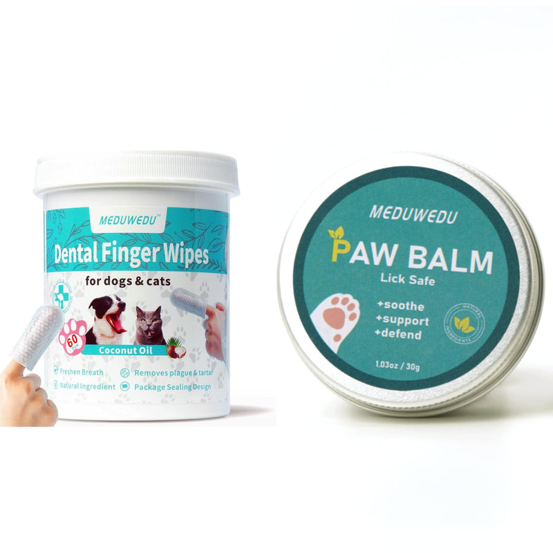 MEDUWEDU Complete Grooming Duo – Dental Wipes & Paw Balm Set (Coconut Scent)