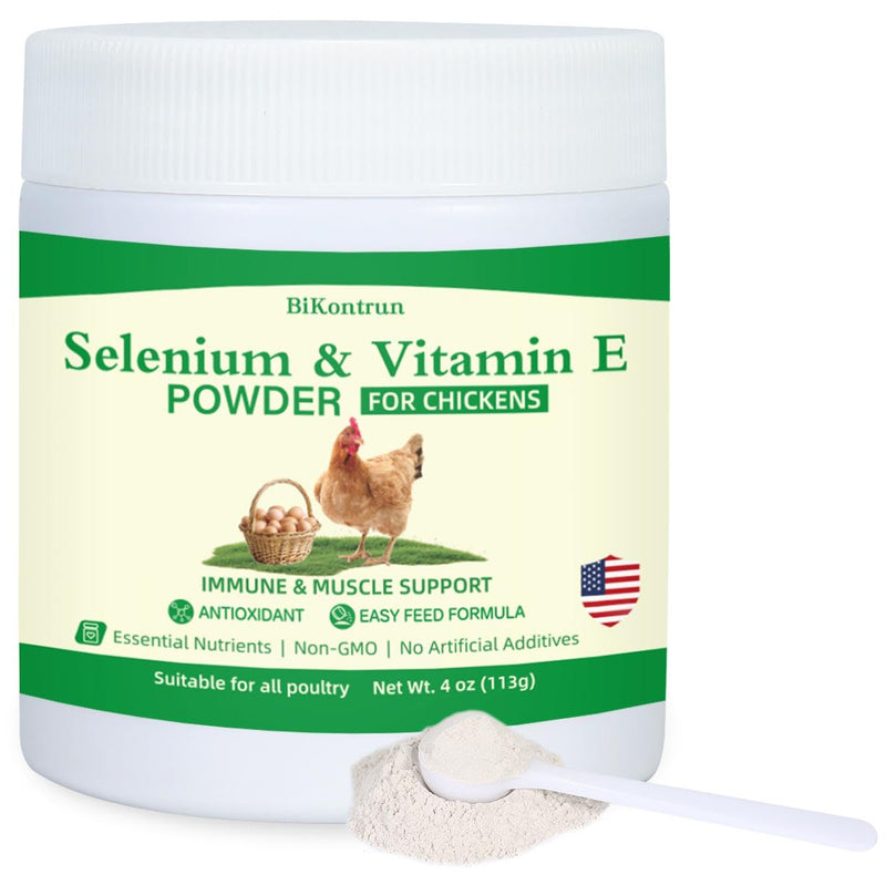 Selenium and Vitamin E Powder for Chickens, Selenium for Chickens, Immune System, Muscle Support & Prevents, Improve Wry Neck, Selenium, Vitamin E Supplements, Suitable for All Poultry, Chicken & More