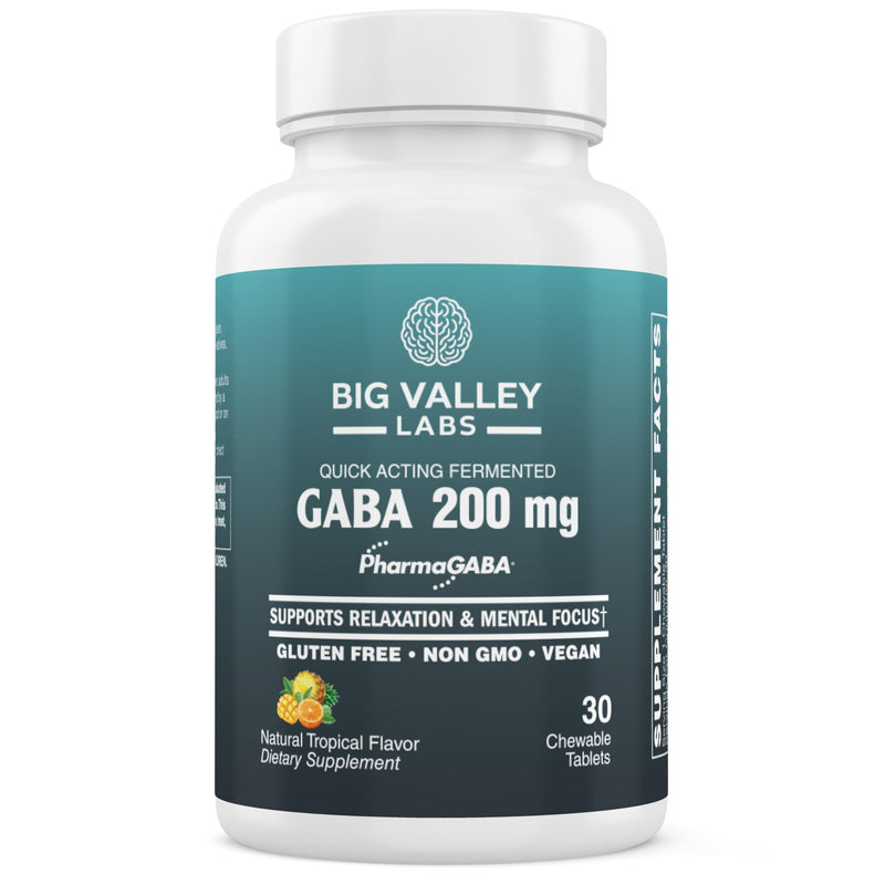 GABA 200 mg Chewable Tablets – PharmaGABA® for Relaxation & Daily Calm – Tropical Flavor – Vegan, Non-GMO, Gluten-Free – 30 Chewables