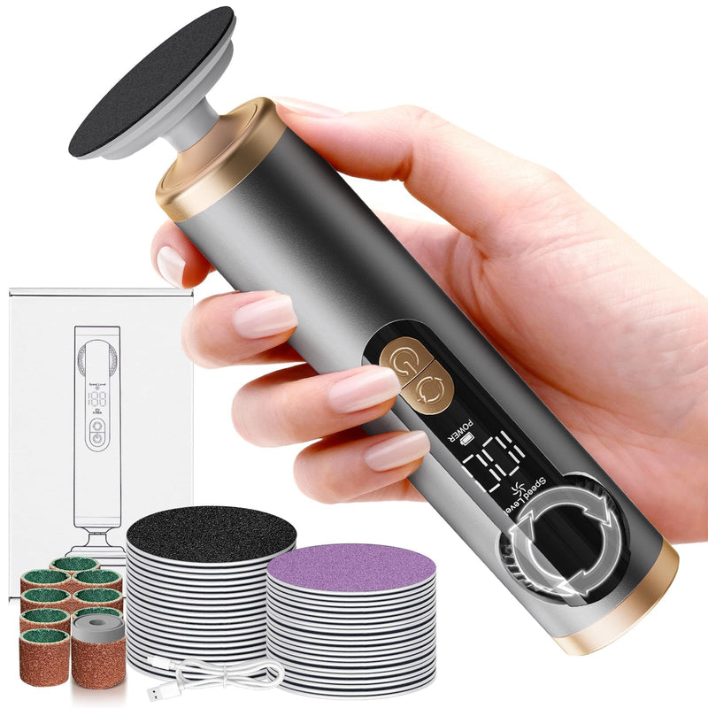 Electric Callus Remover for Feet, Rechargeable Pedicure Tools for Feet with 40PCS Sandpaper Discs, Adjustable Speed Heel Scraper for Cracked Heels, Foot Care Scrubber File for Dry Dead Skin Silver Gray - BeesActive Australia