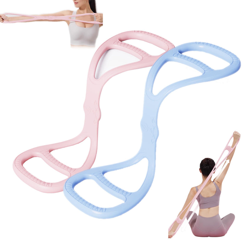 Figure 8 Resistance Band, Upgraded Full Body Training Multi-Function Design, Women's Multi-Function Resistance Band, Anti-Skid handleportable, Ideal for Yoga and Pilates Stretching Exercises Pink+Blue