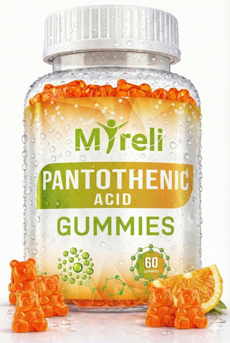 Pantothenic Acid Gummies - Vegetarian Vitamin B5 Supplement, D-Calcium Pantothenate Formula, Non-GMO, Gluten Free, 60 Chewables, Gelatin Free, Soy Free, Dairy Free, No Artificial Colors
