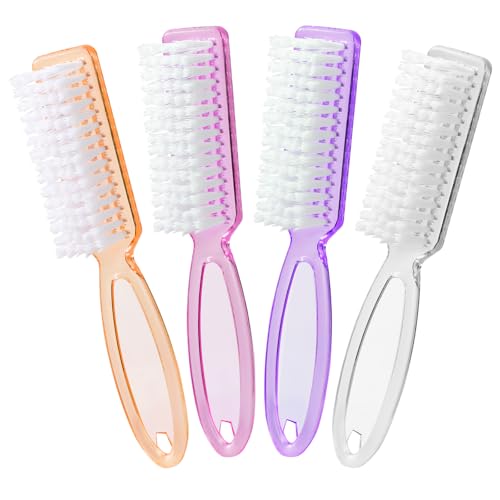 Nail Brush for Cleaning Fingernails, Larbois 4 Pack Deep Cleaning Fingernail Brush for Cleaning Nail Scrubber Brush Heavy Duty Foot Brush Handle Grip Nail Brushes for Toes and Fingernails Color-0