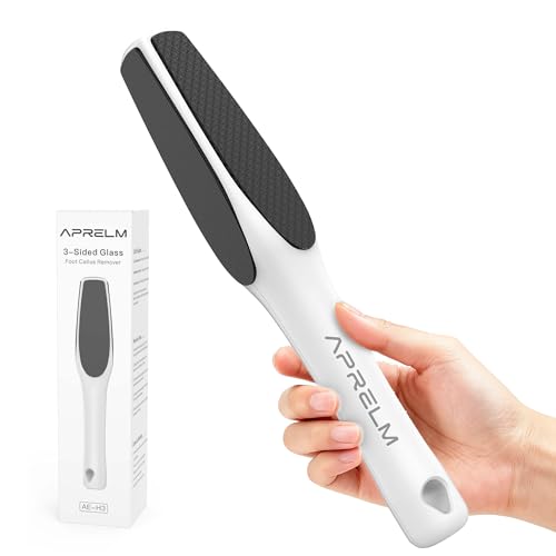 APRELM 3-Sided Nano Glass Foot File, 3-in-1 Coarse/Medium/Fine Foot Callus Remover, Professional Callus Remover for Feet Hard Skin Smooth Polishing (White) White