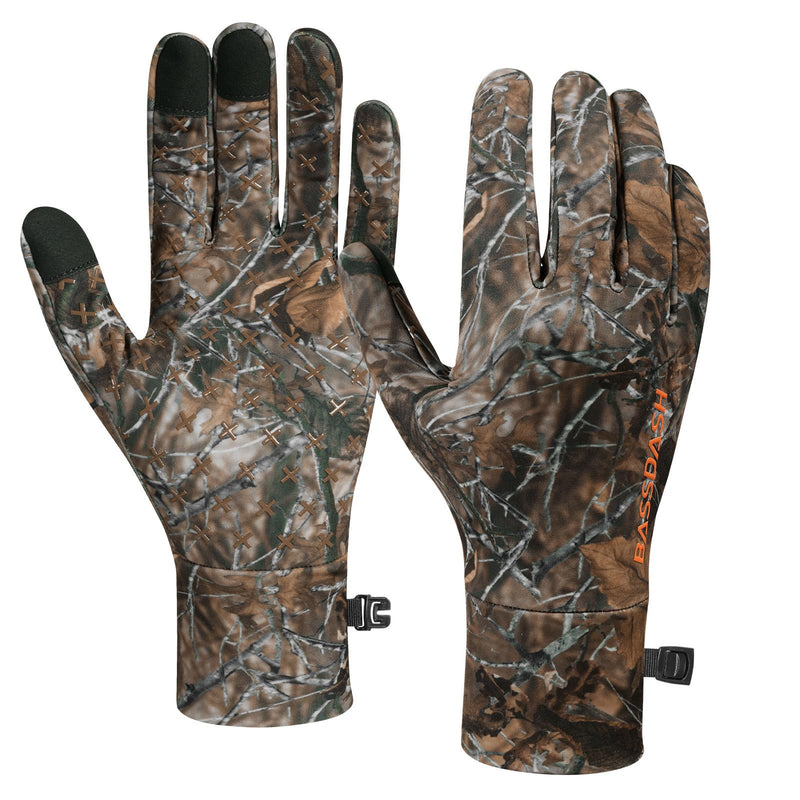 BASSDASH Unisex Fleece Liner Lightweight Camo Hunting Gloves Touchscreen Warm Gloves for Fishing Photography HG07 Autumn Forest Medium - BeesActive Australia