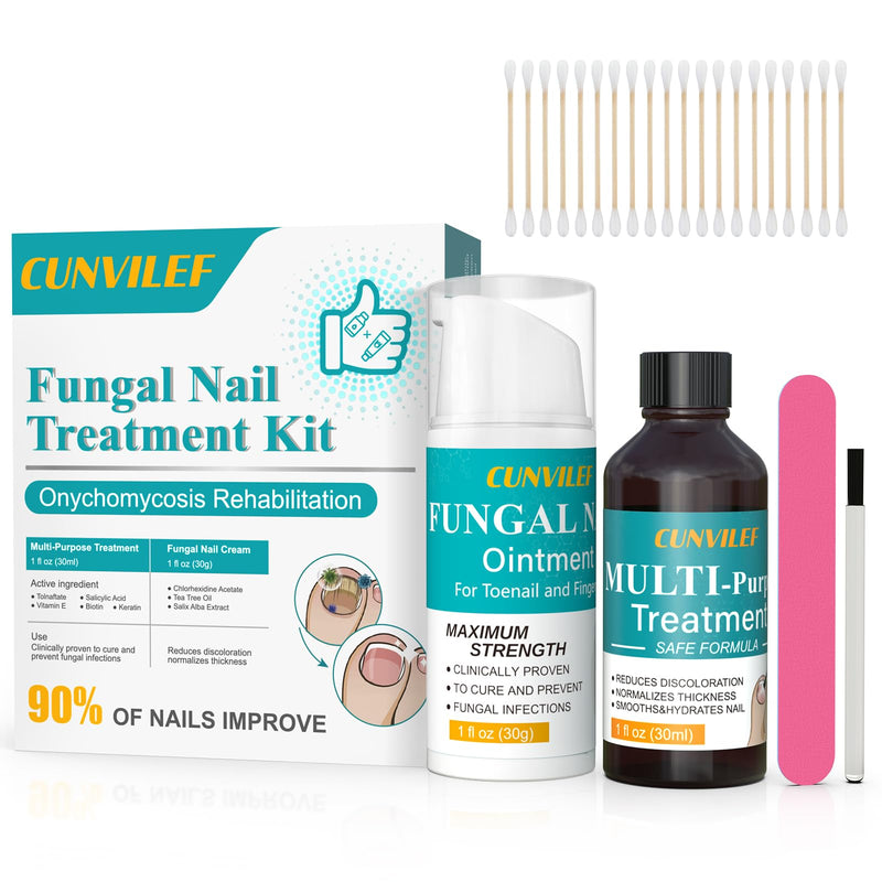 Toenail Fungus Treatment, 25% Undecylenic Acid Nail Repair Liquid 30ML & Clarus Tolnaftate 1% Toenail Fungus Cream 30g Set for Yellow toenails, Damaged Nail treatment extra strength with Tea Tree Oil 1 Fl Oz (Pack of 1)