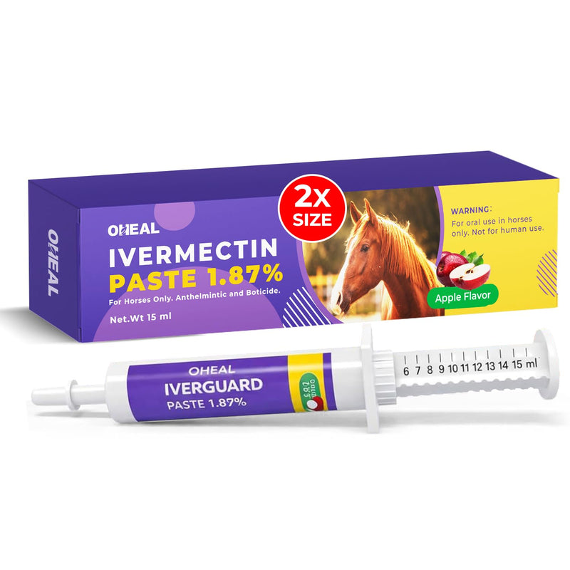 IverGuard Horse Paste 1.87%: Apple-Flavored Horse Paste, Up to 3086lbs, 15g