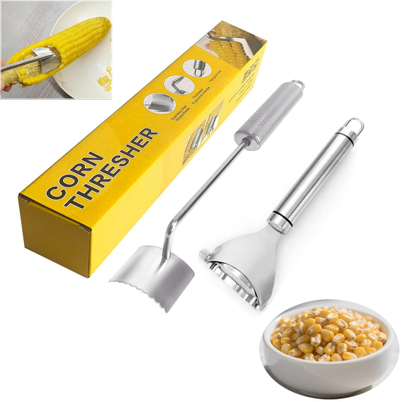 Corn Peeler For Corn On The Cob，2025 Upgrade Sawtooth Corn Cob Stripper Tool ，Ergonomic Design Ideal Tool For Long Handle Stainless Steel Corn On the Cob Stripper Tool (Silver, 1pack+1peeler) Silver - BeesActive Australia