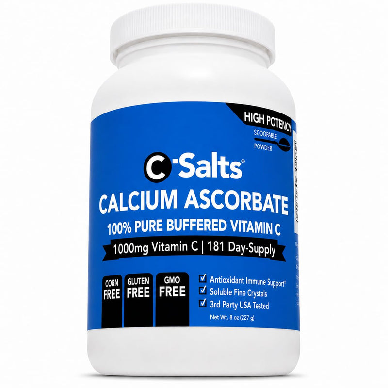 C-Salts Pure Calcium Ascorbate Vitamin C Powder (8 oz) 8 Ounce (Pack of 1)