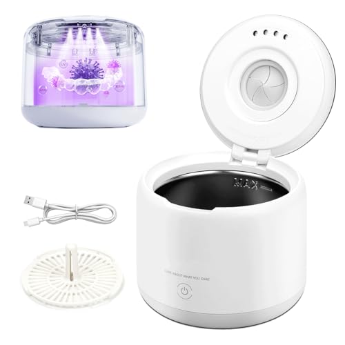 Ultrasonic Retainer Cleaner Machine 46kHz ultrasonic cleaner for denture/Jewelry/Toothbrush with 4 Cleaning Modes for Dentures, Aligner, Braces, Toothbrush Heads, Jewelry