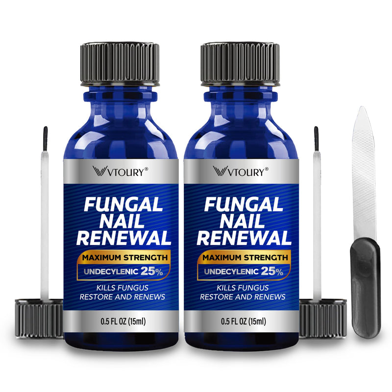 Toenail Fungus Treatment Extra Strength - 2 Bottle Nail & Toe Solution with Undecylenic Acid 25% and Tea Tree Oil(15mlx2)