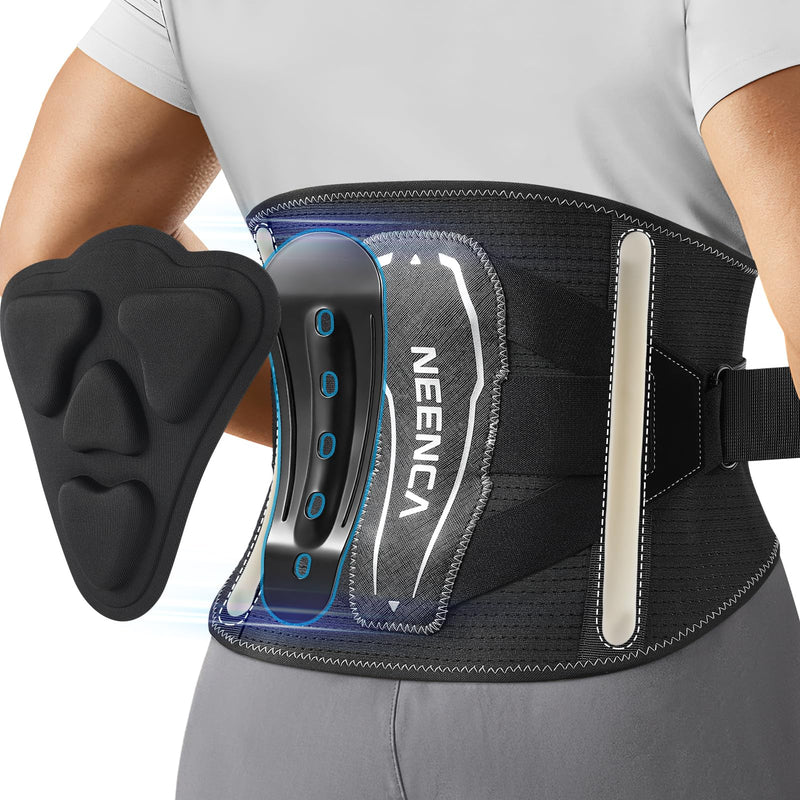 NEENCA Back Brace for Lower Back Pain with Bionic Support System, Adjustable Lumbar Support Belt for Women & Men with Lumbar Support 3D Pad, Breathable Mesh for Herniated Disc, Sciatica, Scoliosis... Medium Black-Single