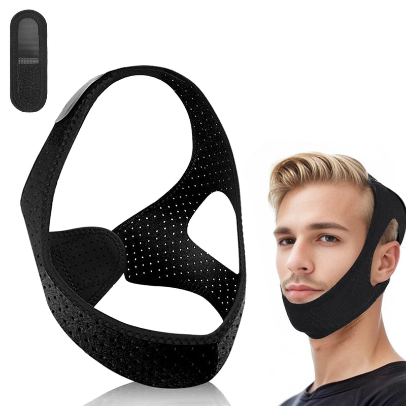 Chin Strap for Sleeping,Comfortable Anti Snoring Devices,Adjustable Breathable Chin Strap for CPAP Users for Men and Women,Simple and Effective Snoring Solution - Black M - BeesActive Australia