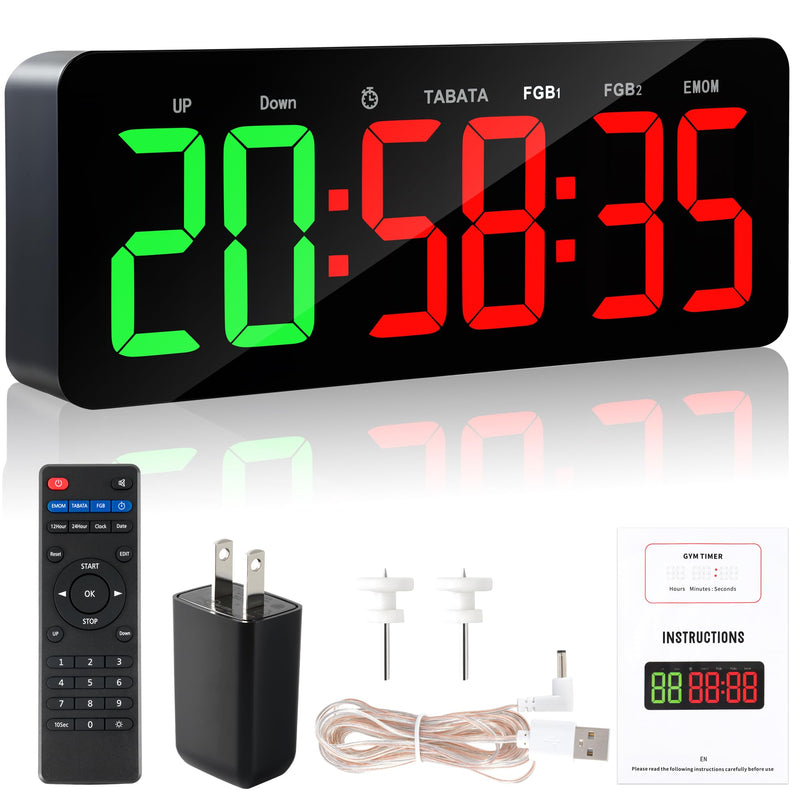 Upgraded Gym Timer Clock for Tabata/FBG/EMOM - Large Workout Clock for Home Gym with Remote Control, Count Down & Up | Stopwatch, Fitness Digital Timer for Home/Yoga/Boxing/Garage - BeesActive Australia