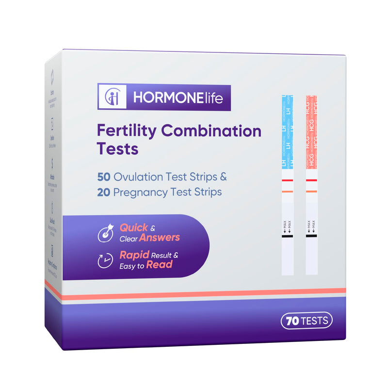 Ovulation Test Strips and Pregnancy Test Strips Kit – Accurate LH & HCG Tests for Fertility Tracking and Early Detection (20hCG + 50LH) 1 Count (Pack of 70) - BeesActive Australia