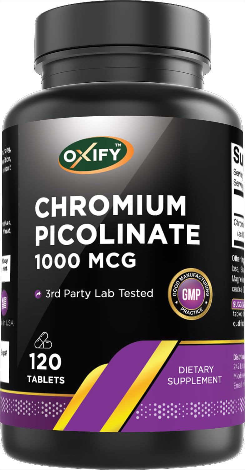 Oxify Chromium Picolinate 1000 mcg | 120 Tablets | Gluten-Free, Non-GMO | Supplement Made in USA - BeesActive Australia