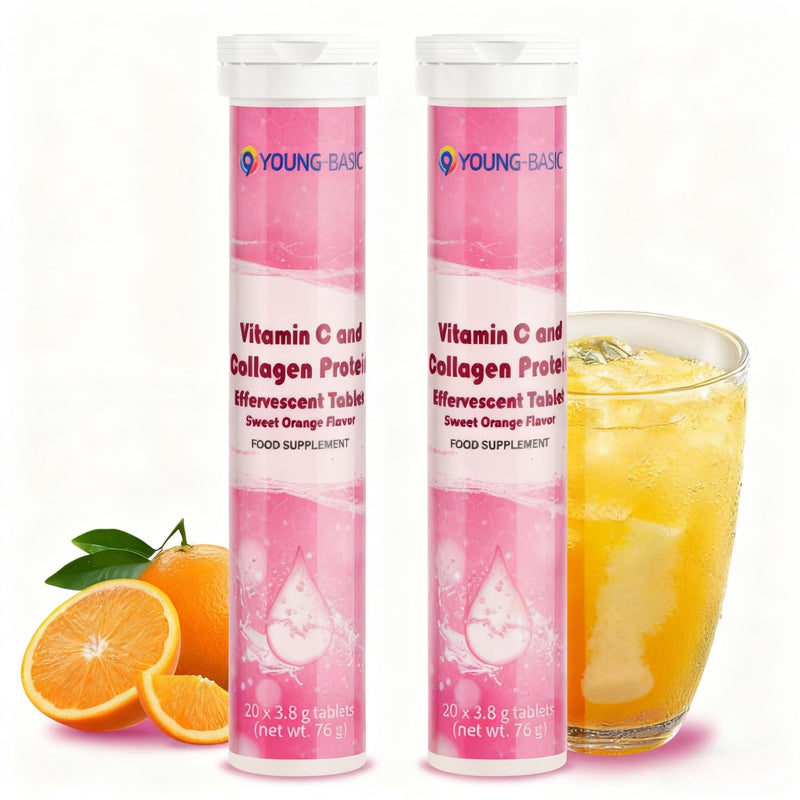 Vitamin C Effervescent Tablets with Collagen, Potent Immune Support VIT C with Collagen Supplement, Antioxidants Skin Radiance, Dissolvable Vitamin C 40 Tablets (Pack of 2), Sweet Orange Flavor 40 Count (Pack of 2)