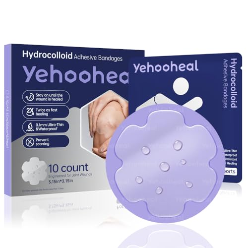 Hydrocolloid Bandages Wound Dressing,Stays on for 7 Days 0.004inch Ultra-Thin Second Skin Waterproof Faster Healing,Less Scarring,HSA FSA for Outdoor First Aid 3.15in*3.15in 10