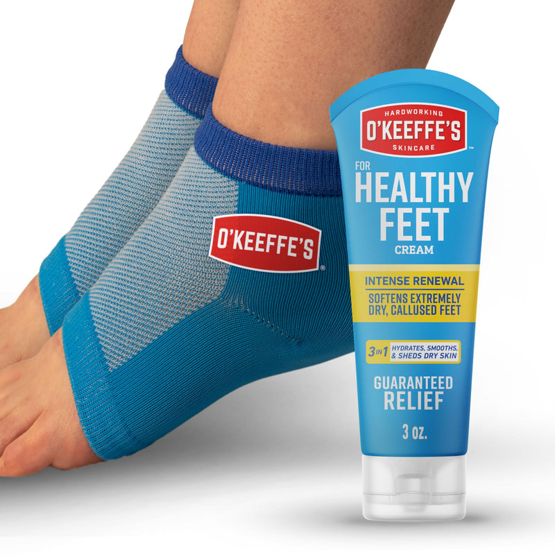 O’Keeffe’s for Healthy Feet Heel Repair Kit with Urea & Lactic Acid – (1 Pair) Reusable Foot Sleeves + 3 oz. Intense Renewal Foot Cream, Exfoliates & Softens Dry Heels - BeesActive Australia