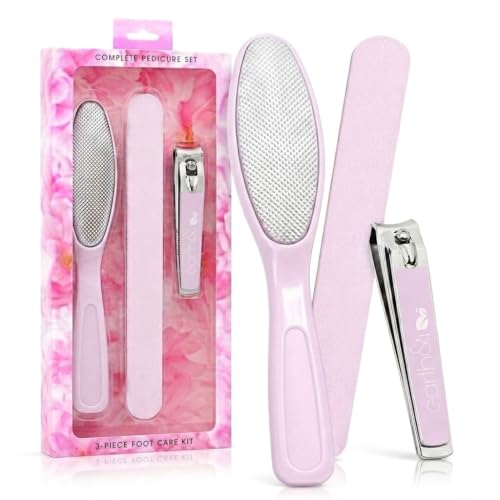 Earth & I - Pink 3-Piece Pedicure Kit: Luxury At-Home Spa Foot Care Set