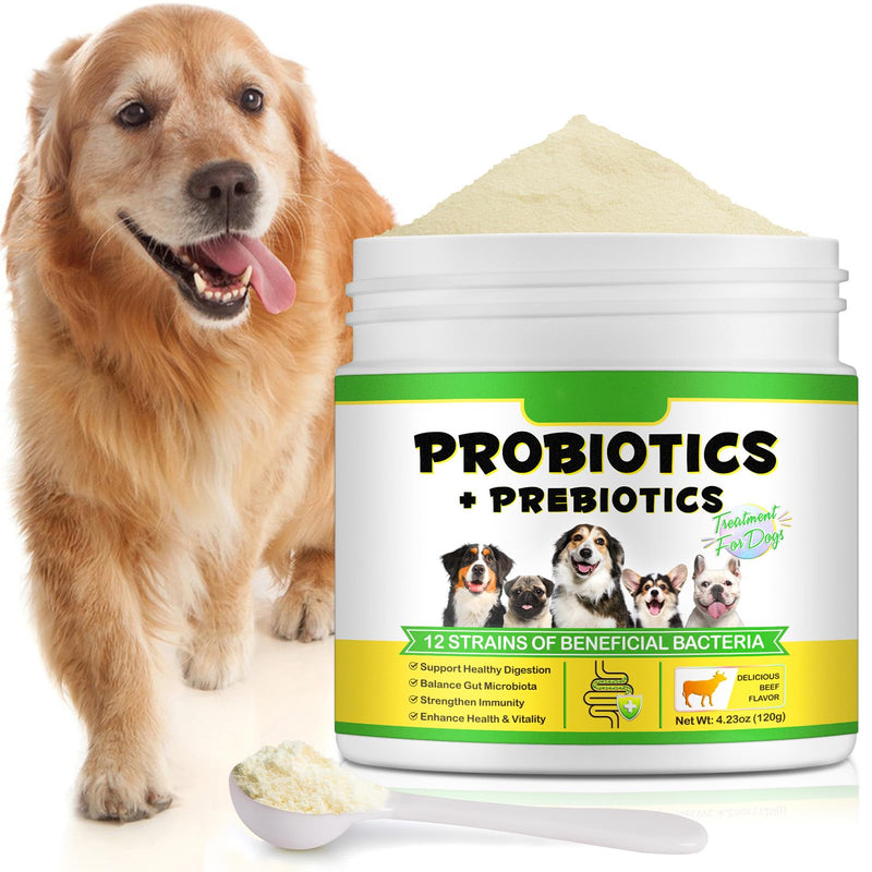 Probiotics for Dogs - Probiotic Powder with 5 Billion CFU & Prebiotics, 12-Strain Formula for Digestive Health & Diarrhea Relief, Vet-Recommended for Sensitive Stomach 4.23oz 1 for dog